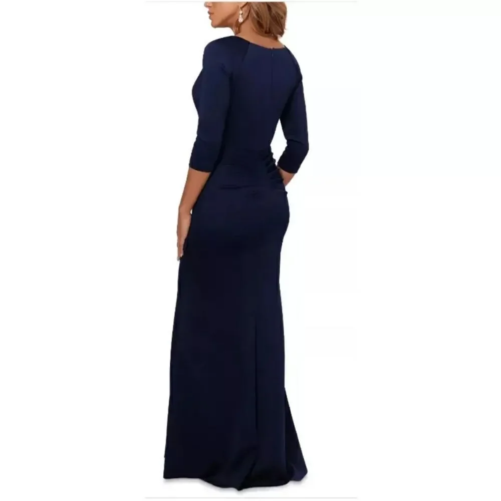 NEW Xscape 4452X Ruched Scuba Ruffle Gown - Picture 4 of 10